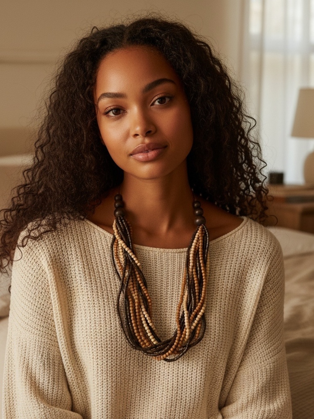 Multi-Strand Wood Bead Necklace